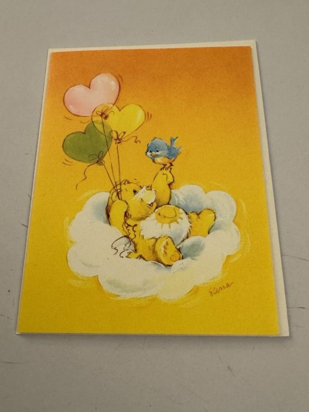Vintage Greeting Card Care Bears Bear Sunshine Bear C1